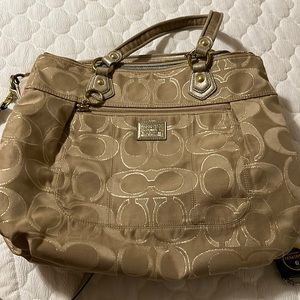 Coach Tote Bag. Gold Color 16 inches wide. 13 inches tall